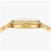 Tory Burch Oval Mother of Pearl Dial Gold Steel Strap Watch for Women - TBW6034