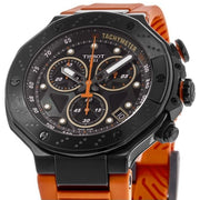 Tissot T Race Chronograph Black Dial Orange Rubber Strap Watch for Men - T141.417.37.051.02