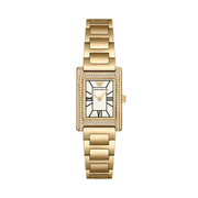 Emporio Armani Genni Crystals Mother of Pearl Dial Gold Steel Strap Watch for Women - AR11659