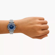 Emporio Armani Gianni T-Bar Blue Dial Silver Steel Strap Watch for Women - AR11627