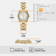 Emporio Armani Federica Mother of Pearl White Dial Gold Steel Strap Watch for Women - AR11657