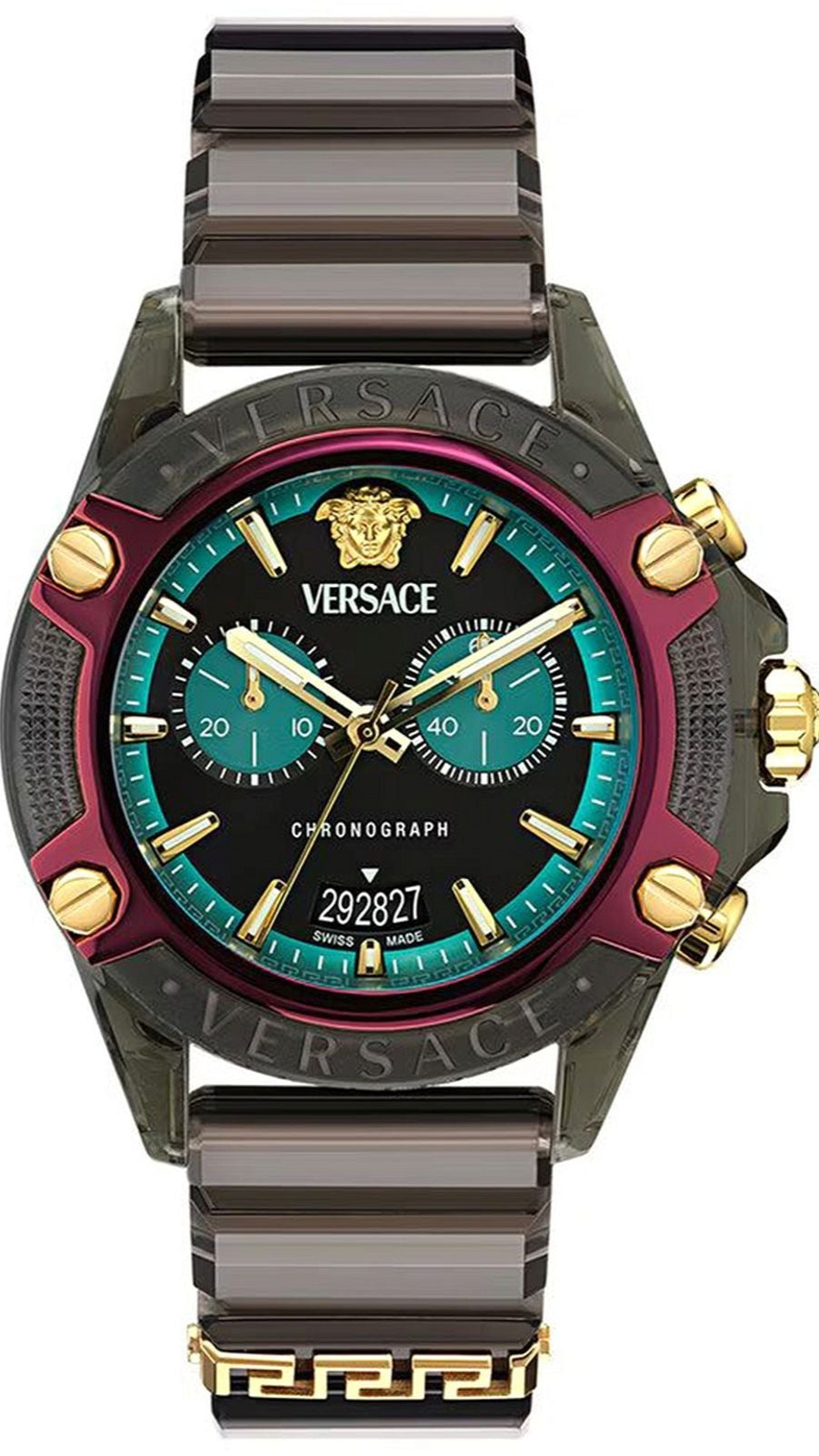 Versace Icon Active Chronograph Black Dial Black Siliconen Strap Unisex Watch - VE8P00224