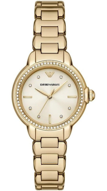 Emporio Armani Mia Crystals Gold Dial Gold Steel Strap Watch for Women - AR11609