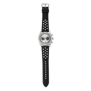 Emporio Armani Racer Chronograph Silver Dial Black Leather Strap Watch for Men - AR11677