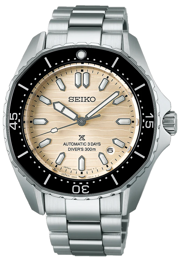 Seiko Prospex Polygonal Divers Automatic Pearl White Dial Silver Steel Strap Watch for Men - SPB481J1