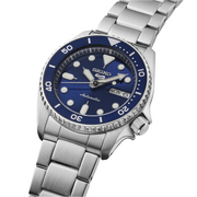 Seiko 5 Sports SKX Street Denim Blue Dial Silver Steel Strap Watch for Men - SRPL77K1