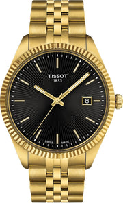 Tissot Ballade Quartz Black Dial Gold Steel Strap Watch for Men - T156.410.33.051.00