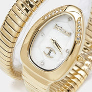 Just Cavalli Glam Evo 4 Mother of Pearl Dial Gold Steel Strap Watch for Women - JC1L229M0025