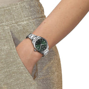 Tissot PR 100 Quartz Green Dial Silver Steel Strap Watch for Women - T150.210.11.091.00