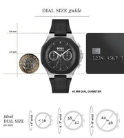Hugo Boss Taper Chronograph Black Dial Black Leather Strap Watch for Men - 1514085