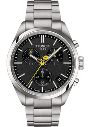 Tissot PR 100 Tour De France Chronograph Black Dial Silver Steel Strap Watch for Men - T150.417.11.051.00