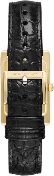 Emporio Armani Gino Black Dial Black Leather Strap Watch for Men - AR11666