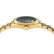 Versace V-Code Quartz Black Dial Gold Steel Strap Watch for Women - VE8I00724