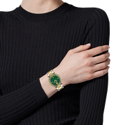 Versace Reve Analog Green Dial Two Tone Steel Strap Watch for Women - VE8B00524