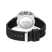 Hugo Boss Runner Chronograph Black Dial Black Silicone Strap Watch for Men - 1514141
