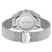 Hugo Boss Skytraveller Chronograph Blue Dial Silver Mesh Strap Watch for Men - 1514149