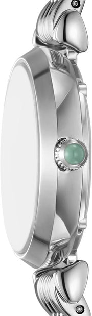 Emporio Armani Gianni T Bar Green Dial Silver Steel Strap Watch for Women - AR11667