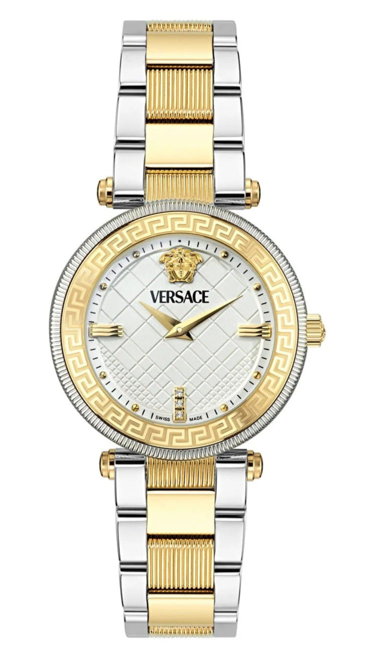 Versace Reve Analog White Dial Two Tone Steel Strap Watch for Women - VE8B00724
