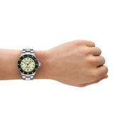 Emporio Armani Sea Explorer Yellow Dial Silver Steel Strap Watch for Men - AR60083