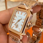 Tory Burch Robinson White Dial Rose Gold Steel Strap Watch for Women - TBW1502