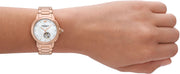 Emporio Armani Mia Meccanico Mother of Pearl Dial Rose Gold Steel Strap Watch for Women - AR60072