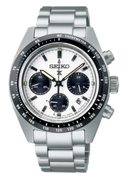 Seiko Prospex Speedtimer Solar Chronograph White Dial Silver Steel Strap Watch for Men - SSC813