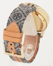 Tory Burch Classic Chronograph White Dial Grey Nylon Strap Watch for Women - TBW1035