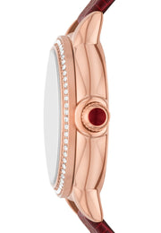 Emporio Armani Mia Mother of Pearl Dial Red Leather Strap Watch for Women - AR11646