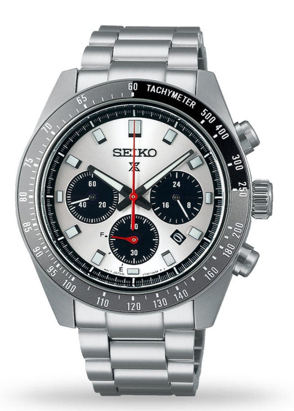 Seiko Prospex Speedtimer Solar Chronograph Silver Dial Silver Steel Strap Watch for Men - SSC911