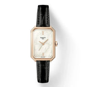 Tissot SRV White Mother of Pearl Dial Black Leather Strap Watch for Women - T160.110.36.113.00