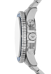 Emporio Armani World Explorer Chronograph Blue Dial Silver Steel Strap Watch for Men - AR11681
