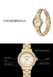 Emporio Armani Mia Crystals Gold Dial Gold Steel Strap Watch for Women - AR11609