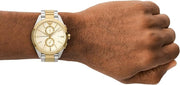 Emporio Armani Elegant Chronograph Cream Dial Two Tone Steel Strap Watch for Men - AR11605