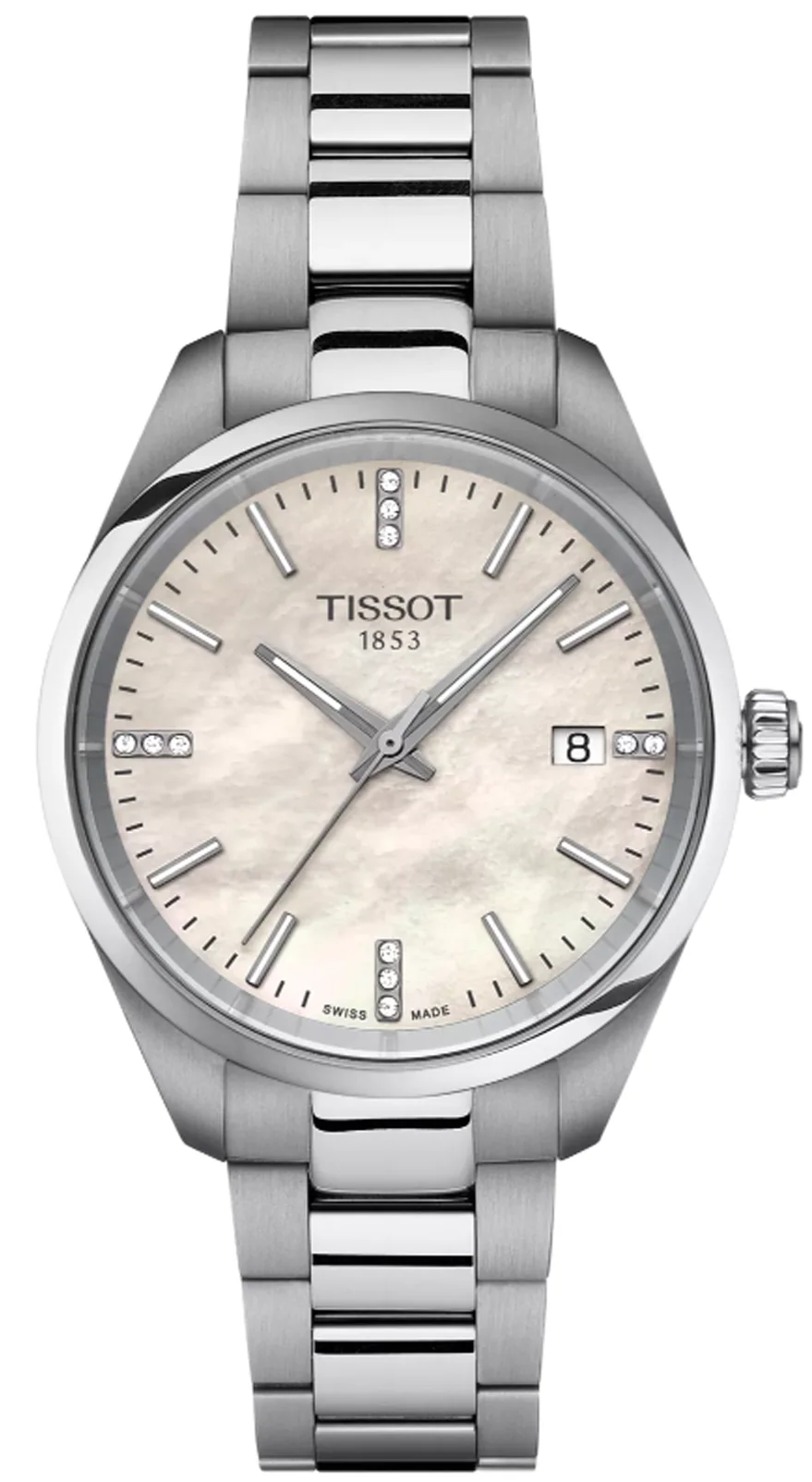 Tissot PR 100 Diamonds Mother of Pearl Dial Silver Steel Strap Watch for Women - T150.210.11.116.00