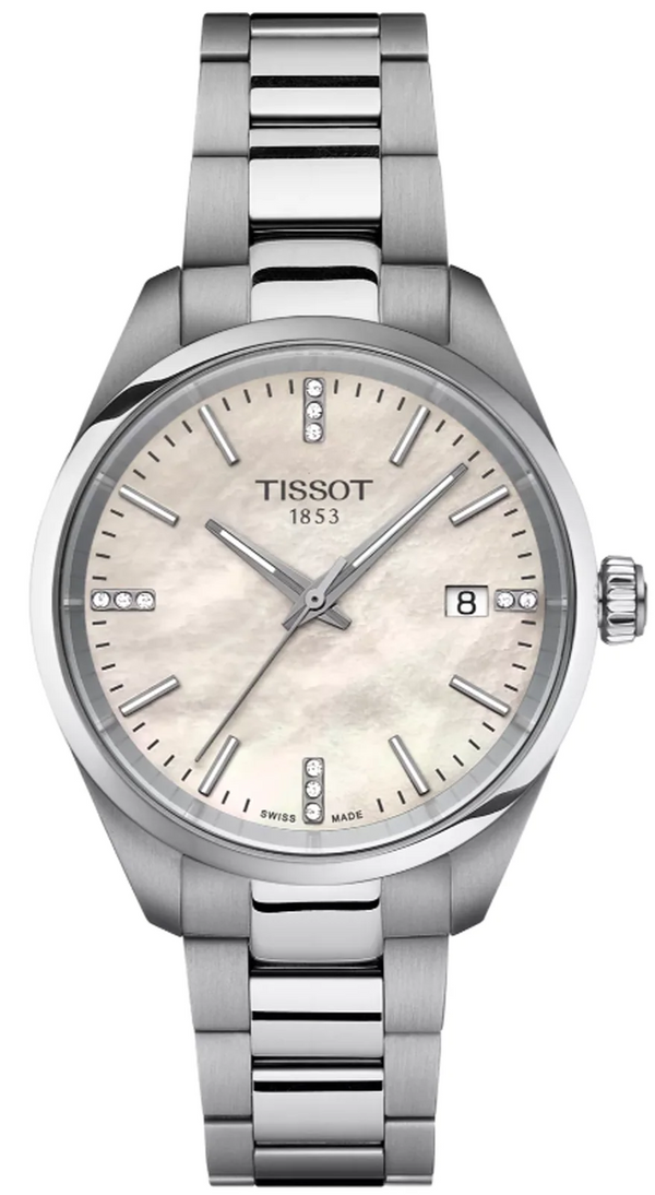 Tissot PR 100 Diamonds Mother of Pearl Dial Silver Steel Strap Watch for Women - T150.210.11.116.00