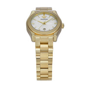 Emporio Armani Federica Mother of Pearl White Dial Gold Steel Strap Watch for Women - AR11657