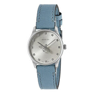 Gucci G Timeless Silver Dial Blue Leather Strap Watch for Women - YA1265039