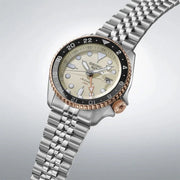 Seiko 5 GMT Sport Asia Exclusive Limited Edition Off White Dial Silver Steel Strap Watch for Men - SSK046K1