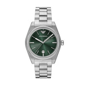 Emporio Armani Frederico Analog Green Dial Silver Steel Strap Watch for Men - AR11621