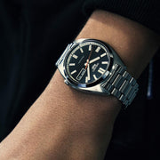 Seiko 5 Sports SNXS Series Automatic Black Dial Silver Steel Strap Watch for Men - SRPK89K1