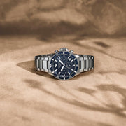 Emporio Armani World Explorer Chronograph Blue Dial Silver Steel Strap Watch for Men - AR11681