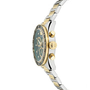 Versace Greca Dome Chronograph Green Dial Two Tone Steel Strap Watch for Men - VE6K00423