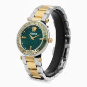 Versace Reve Analog Green Dial Two Tone Steel Strap Watch for Women - VE8B00524