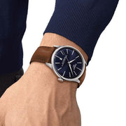 Tissot Chemin des Tourelles Automatic Powermatic 80 Blue Dial Brown Leather Strap Watch for Men - T139.407.16.041.00