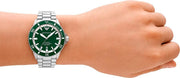 Emporio Armani Sea Explorer Green Dial Silver Steel Strap Watch for Men - AR60080