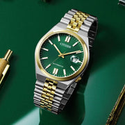 Citizen Tsuyosa 60 Automatic Green Dial Two Tone Steel Strap Watch for Men - NK0024-54X