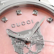 Gucci G Timeless Diamonds Pink Mother of Pearl Dial Silver Steel Strap Watch for Women - YA1265025