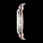 Emporio Armani Gianni T Bar Silver Dial Two Tone Steel Strap Watch for Women - AR11537