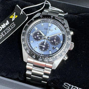 Seiko Prospex Speedtimer 41.4 Solar Chronograph Blue Dial Silver Steel Strap Watch for Men - SSC935
