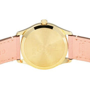 Gucci G Timeless Gold Dial Pink Leather Strap Watch for Women - YA1265041